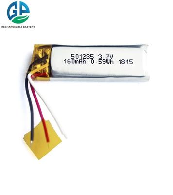 Piles rechargeables 501235 160mAh 3.7V Lipo Pack KC IEC62133 Piles au lithium polymère pour jouets