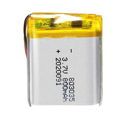 la vie de cycle du paquet 500times de batterie de polymère de lithium de 3.7V 800mah 803035