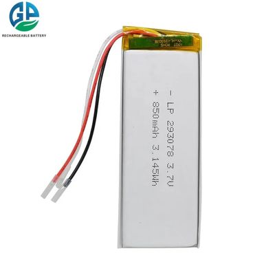 Batterie polymère au lithium à haute température 293078 3.7v 850mah Pour le chargeur