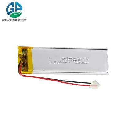 acheter KC CB IEC62133 batterie rechargeable LiPo Pack 752065 940mAH batterie au lithium polymère Lipo batterie à 3,7 v 10ah batterie de suivi online manufacture