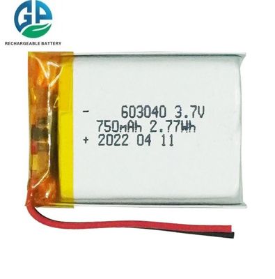 acheter High Discharge Rate 30C Max60C Rechargeable 750mAh Lithium Polymer Battery 603040 LiPo Battery online manufacture