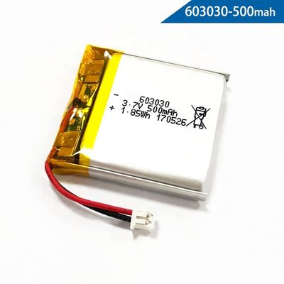 acheter IEC62133 3,7 paquet de batterie de polymère de lithium de volt 500mAh 603030 online manufacture