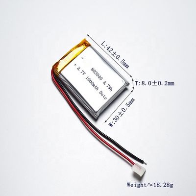 acheter Lithium Polymer UN38.3 1C 803040 3.7 V 1000mah Lipo Battery online manufacture