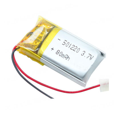Batterie Li Polymère 501220 de petite taille, pack batterie Lipo 80mAh 3.7V pour appareils intelligents
