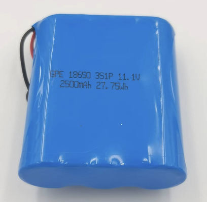 18650 batterie au lithium 11,1V 2500mAh avec 500 cycles de vie pour détecteurs et équipements médicaux