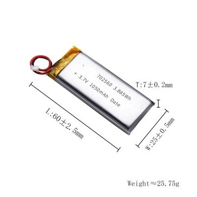Paquet rechargeable 702560 de batterie de polymère de Li de 5C 3.7V 1200mAh pour des applications de puissance élevée