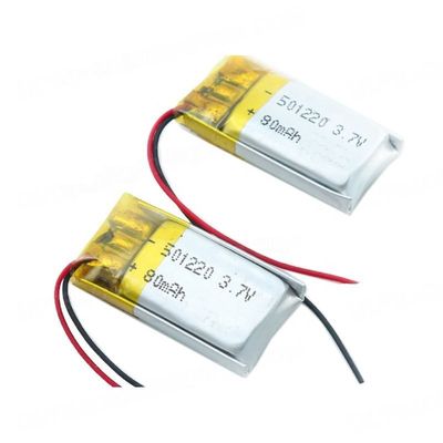 501220 batterie de petite taille rechargeable de polymère de lithium de 3.7v 80mah pour les CB kc de casque de BT