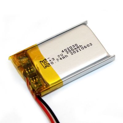 3.7V 200mAh Lithium Polymer Battery KC UN38.3 Certifié avec une durée de vie de 500 fois