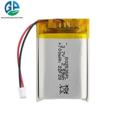 3.7V 700mAh 802535 Lithium Polymer LiPo Battery Pack avec personnalisation OEM ODM