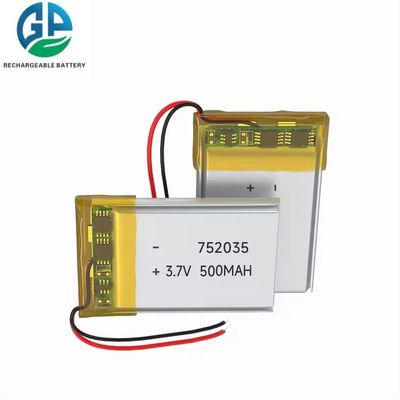 KC CB IEC62133 Approuvée batterie Lipo rechargeable 3.7V 500mAh 752035 batterie au lithium polymère