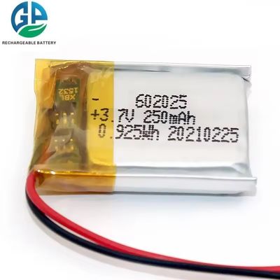 IEC 62133 KC Approuvé Polymère Lipo rechargeable 602025 250mah 3.7v batterie au lithium