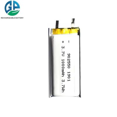 Batterie au lithium polymère de haute capacité de 3,7 V KC IEC62133 Batterie au lithium polymère certifiée 1000mah 902550