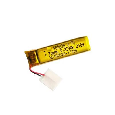 Batterie LiPo rechargeable au lithium polymère 3,7 V 70 mAh modèle 400830 pour produits numériques