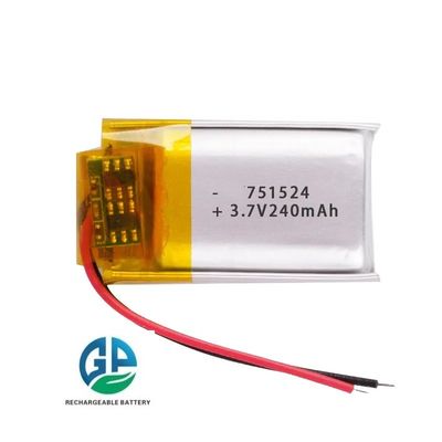 Cellules de batterie au lithium Lipo 10C rechargeables 3,7 V 240 mAh 751525 751524 pour chargeur mobile, batterie externe, GPS