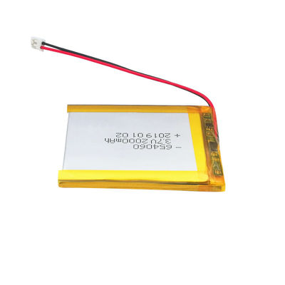 UN38.3 3,7 V 2000mAh Lipo 654060 Li Polymer Battery Pack